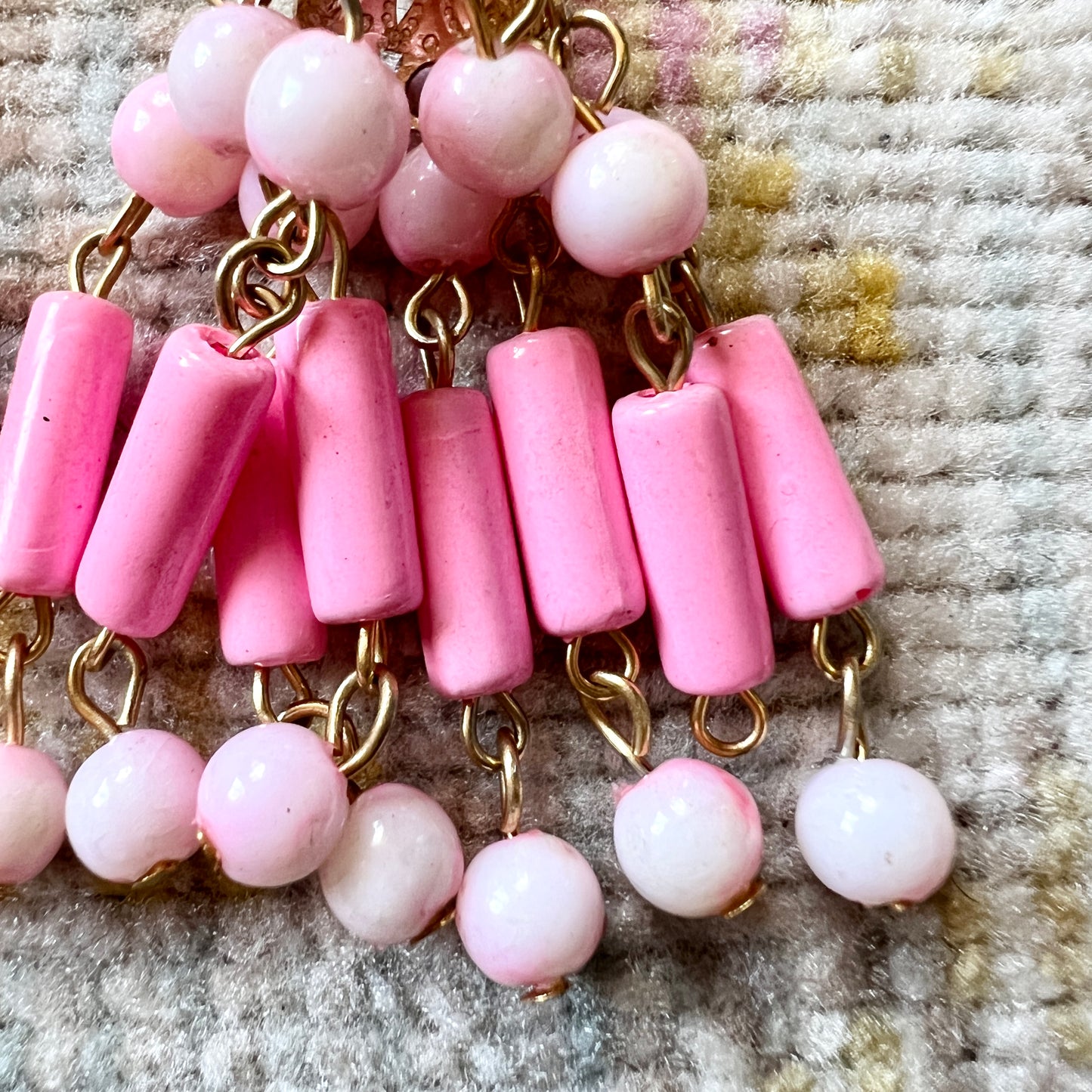 [AS-IS] 1960s Pink Chandelier Clip-On Earrings