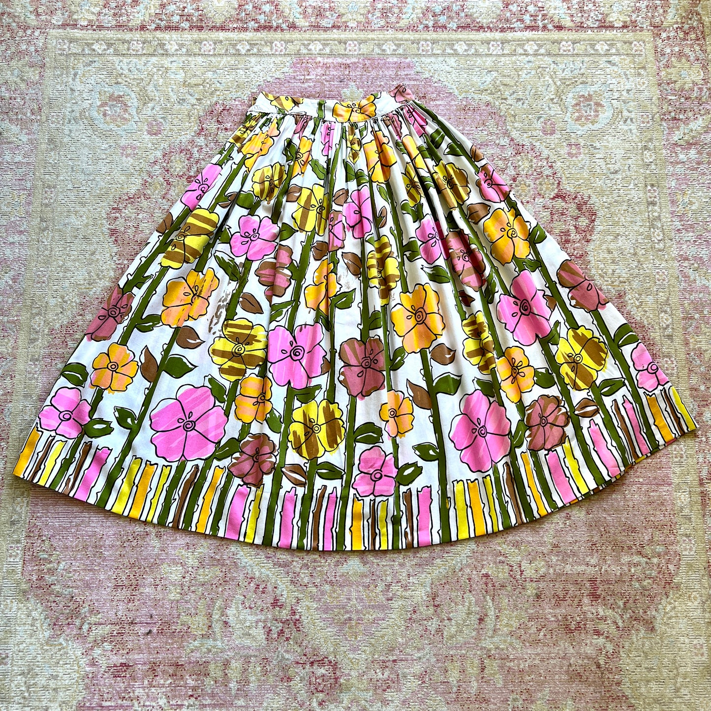 [AS-IS] 1960s Floral Border Print Skirt | small