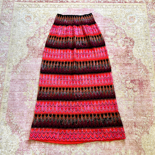 [AS-IS] 1970s Striped Knit Maxi Skirt | small/mediun/large
