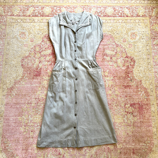 [AS-IS] 1940s Shirtwaist Dress with Pockets | small