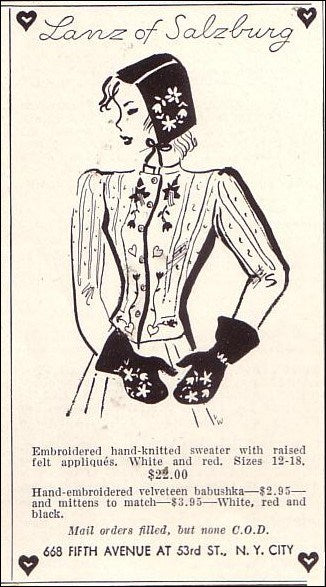 1940s Lanz of Salzburg sweater ad
